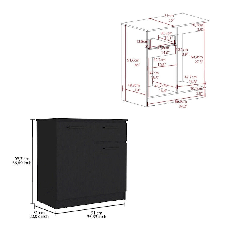 Compact Wood Dresser with Double-Door Cabinet & Drawer