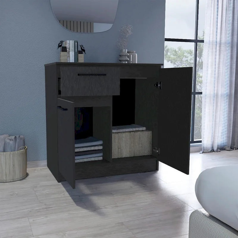 Compact Wood Dresser with Double-Door Cabinet & Drawer