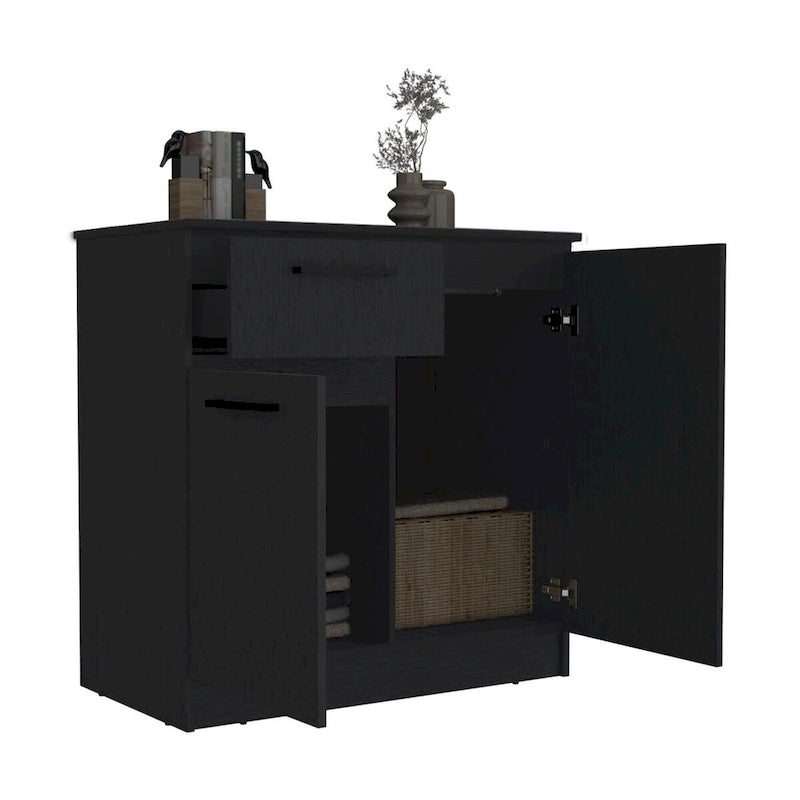 Compact Wood Dresser with Double-Door Cabinet & Drawer