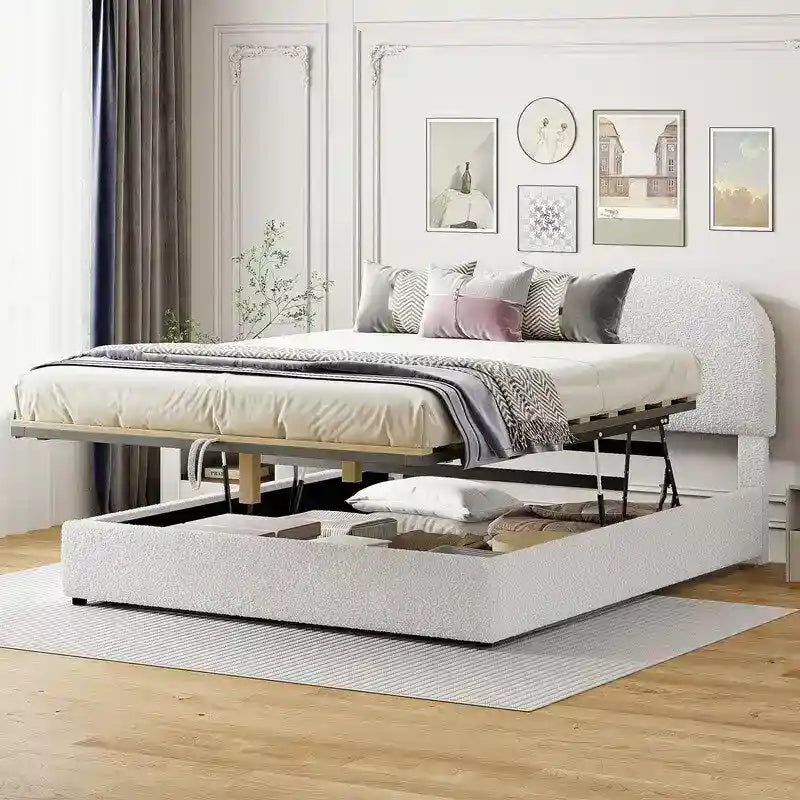 Queen Size Upholstered Platform Bed with Hydraulic Storage