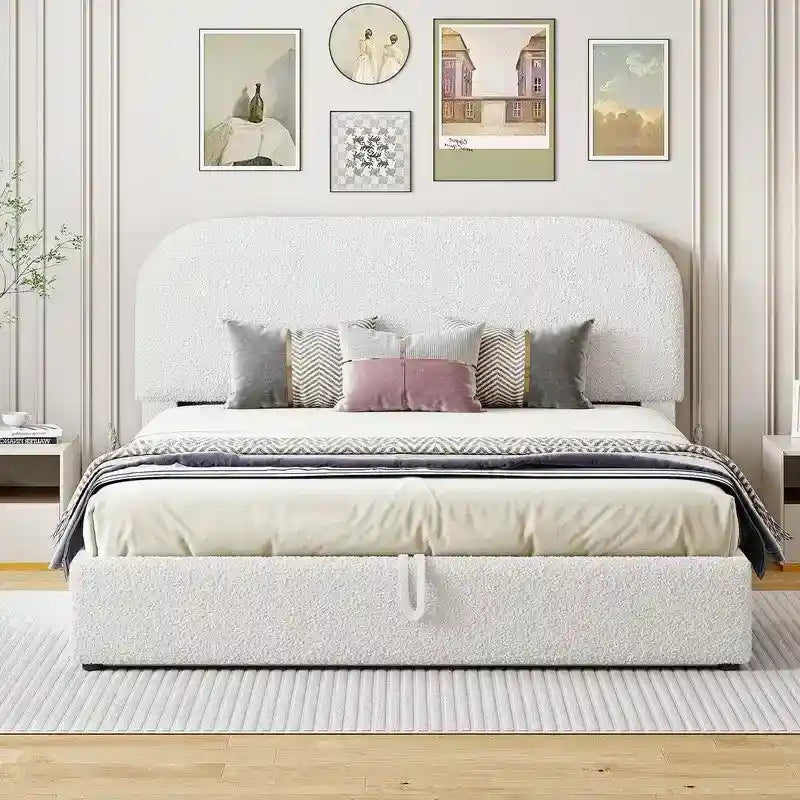 Queen Size Upholstered Platform Bed with Hydraulic Storage