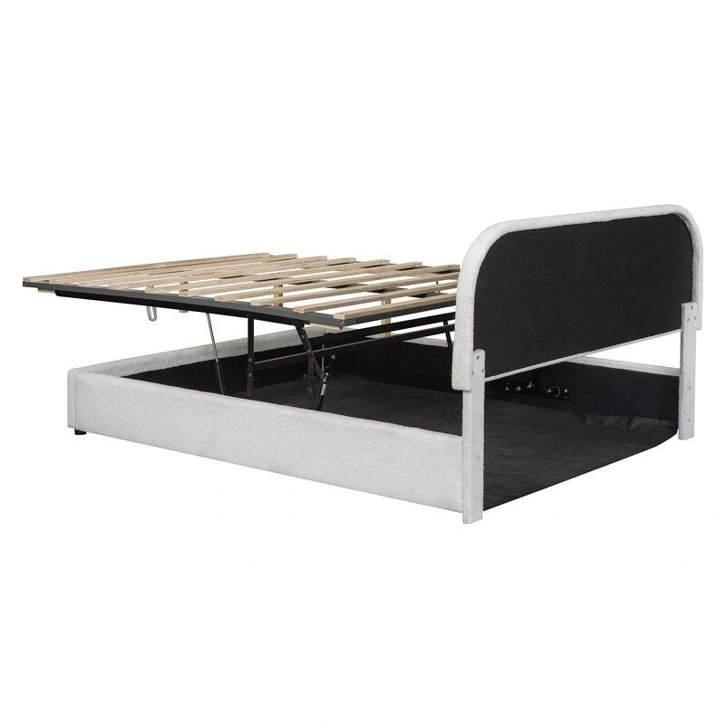 Queen Size Upholstered Platform Bed with Hydraulic Storage