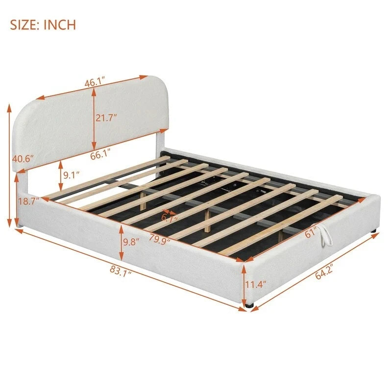 Queen Size Upholstered Platform Bed with Hydraulic Storage