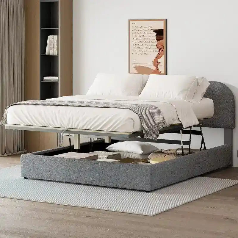 Queen Size Upholstered Platform Bed with Hydraulic Storage