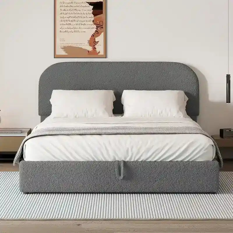 Queen Size Upholstered Platform Bed with Hydraulic Storage