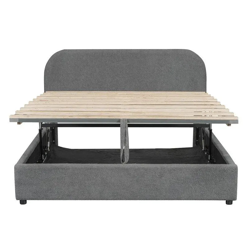 Queen Size Upholstered Platform Bed with Hydraulic Storage
