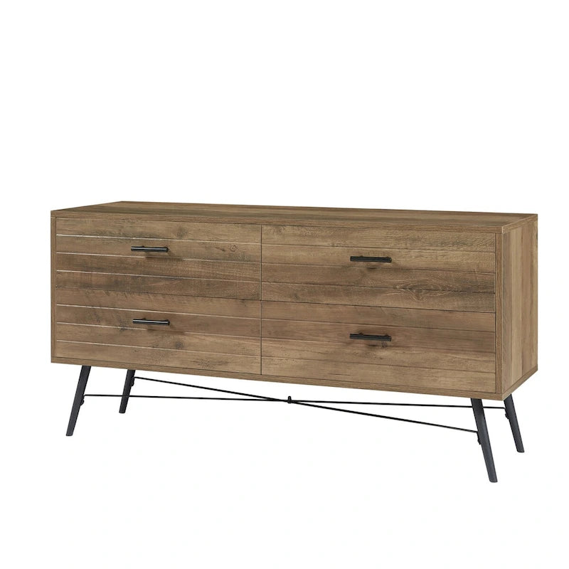 4-Drawer Wood Dresser with TV Stand Top – Walnut Brown