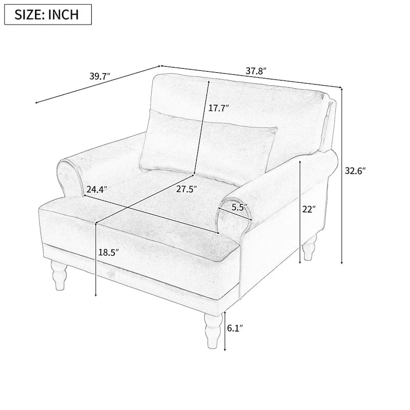 Modern Fabric Accent Club Chair with Aluminum Frame