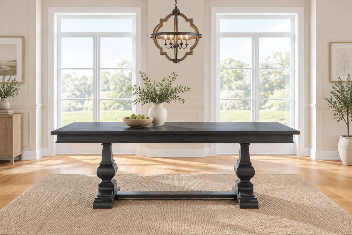 Dark Trestle Dining Table - Fresh Background