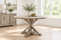 Rustic X-Base Round Dining Table - Fresh Background
